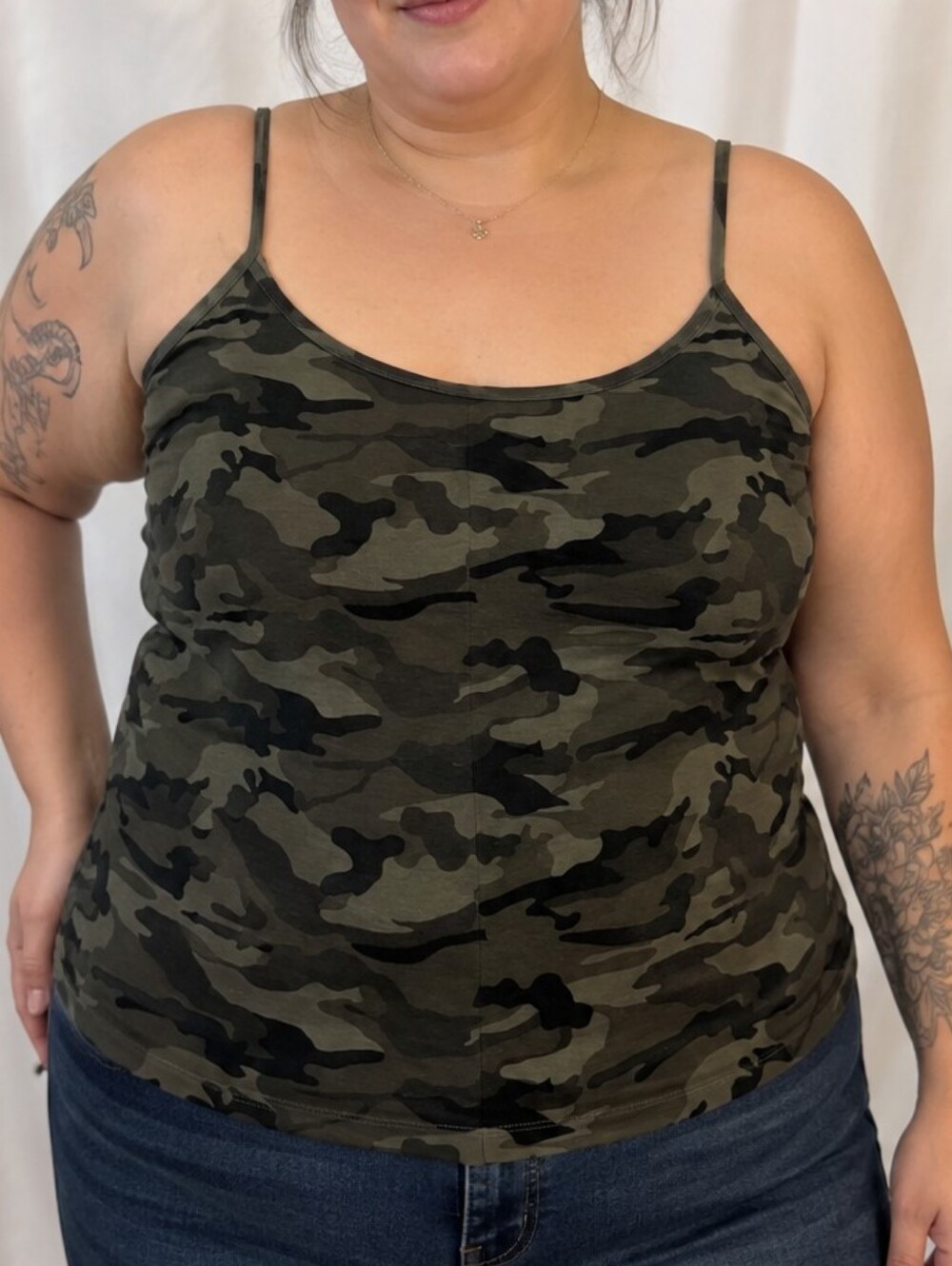 George Plus 1X Camo Camisole Tank Top – Stretchy Cotton Blend